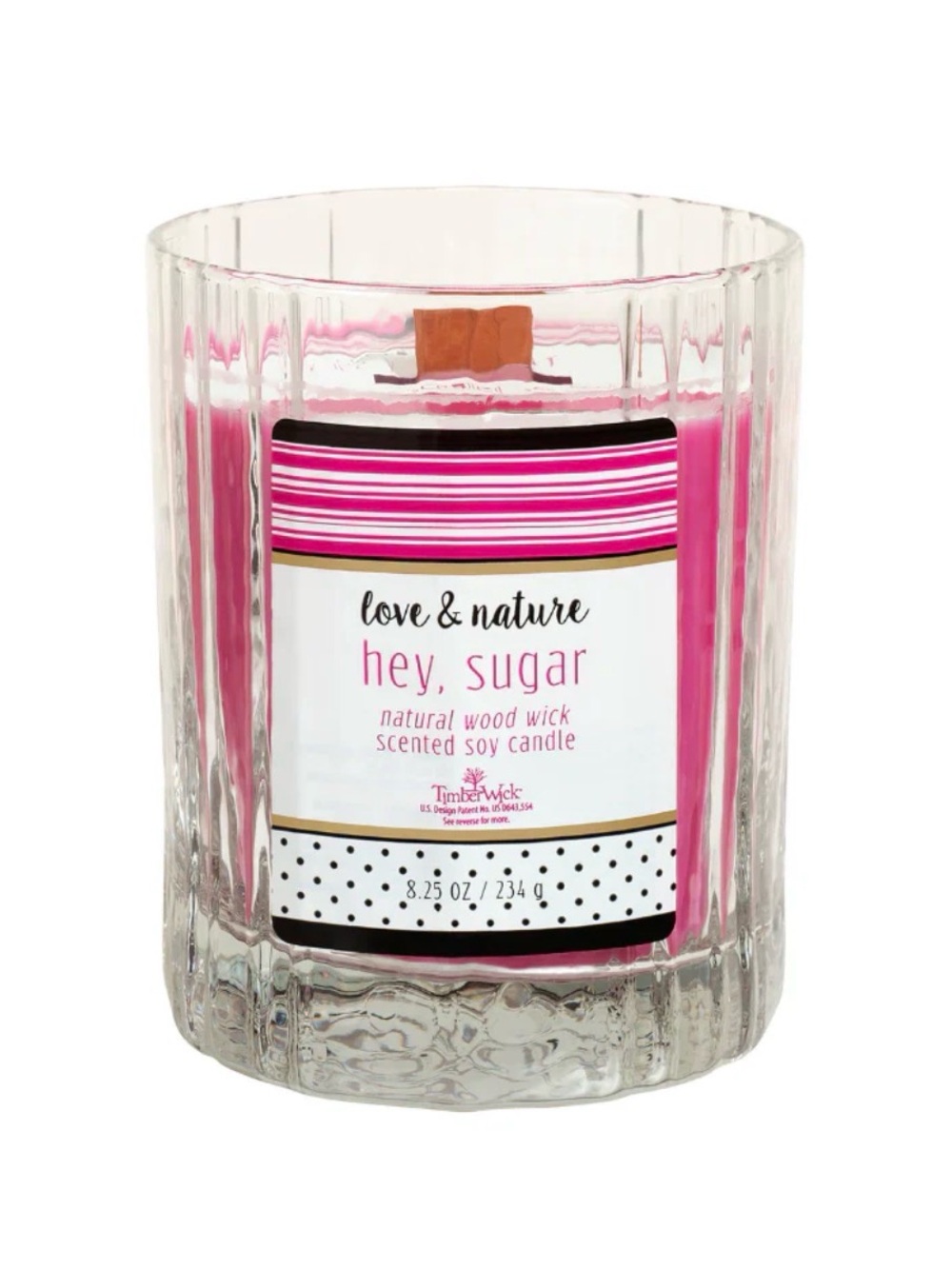 Hey, Sugar Pink Soy Candle with Wood Wick